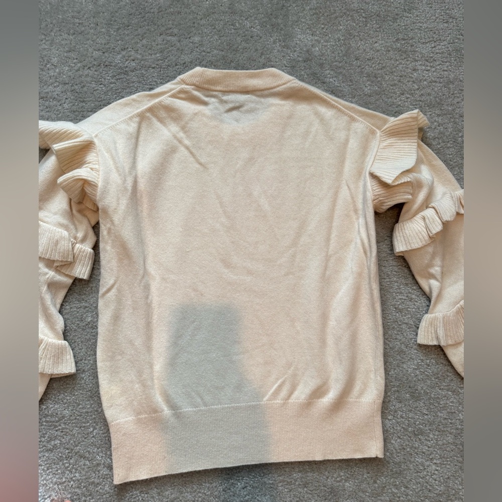 JCREW Ivory Ruffle Sleeve Sweater - Picture 4 of 7